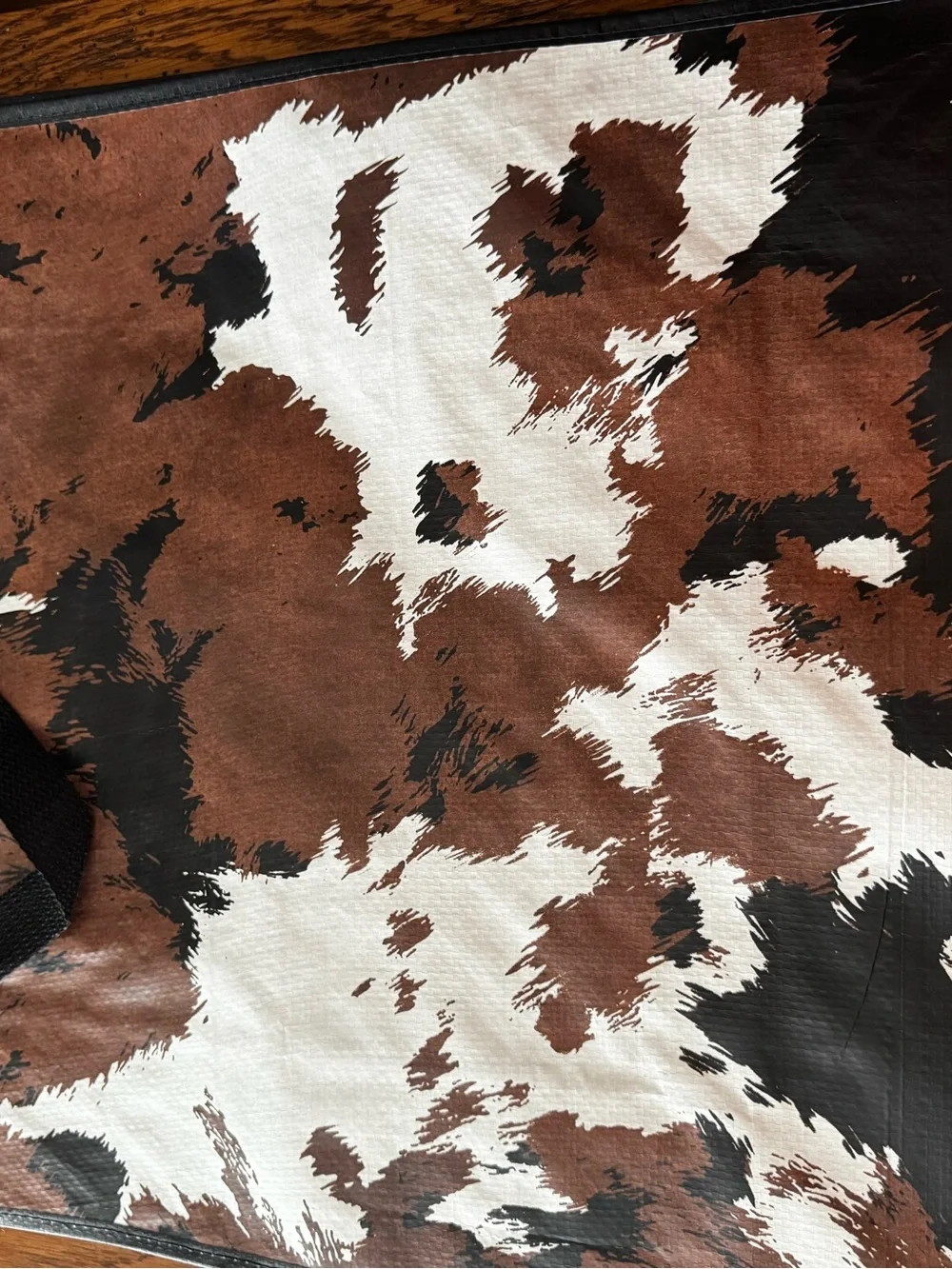 T.J.Maxx Cowhide-Print Reusable Tote Bags - Black, White & Brown x 2